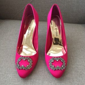 Manolo Lookalikes! Pink Satin Jeweled Pumps